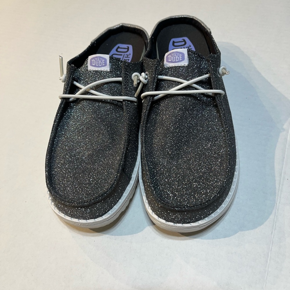 Hey Dude Black Glitter Mules - Picture 2 of 7